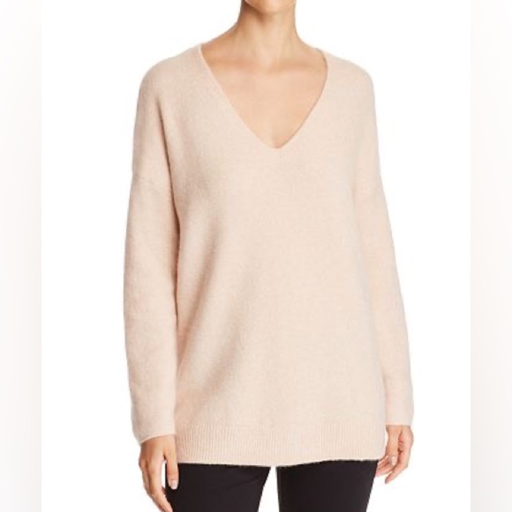 Eileen Fisher light pink v neck cashmere sweater